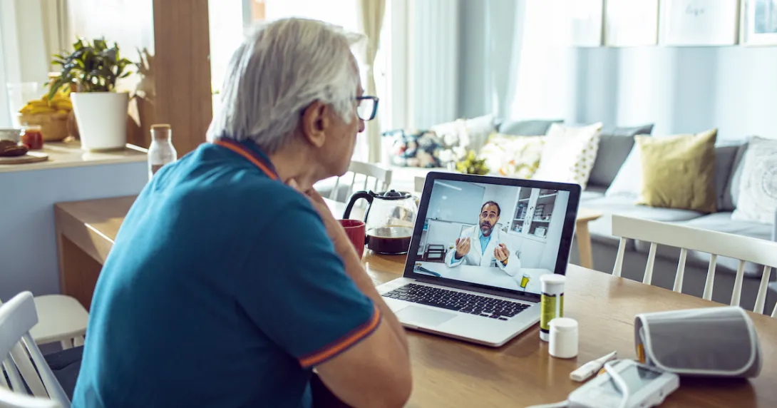 Person having a telemedicine appointment Person having a telemedicine appointment